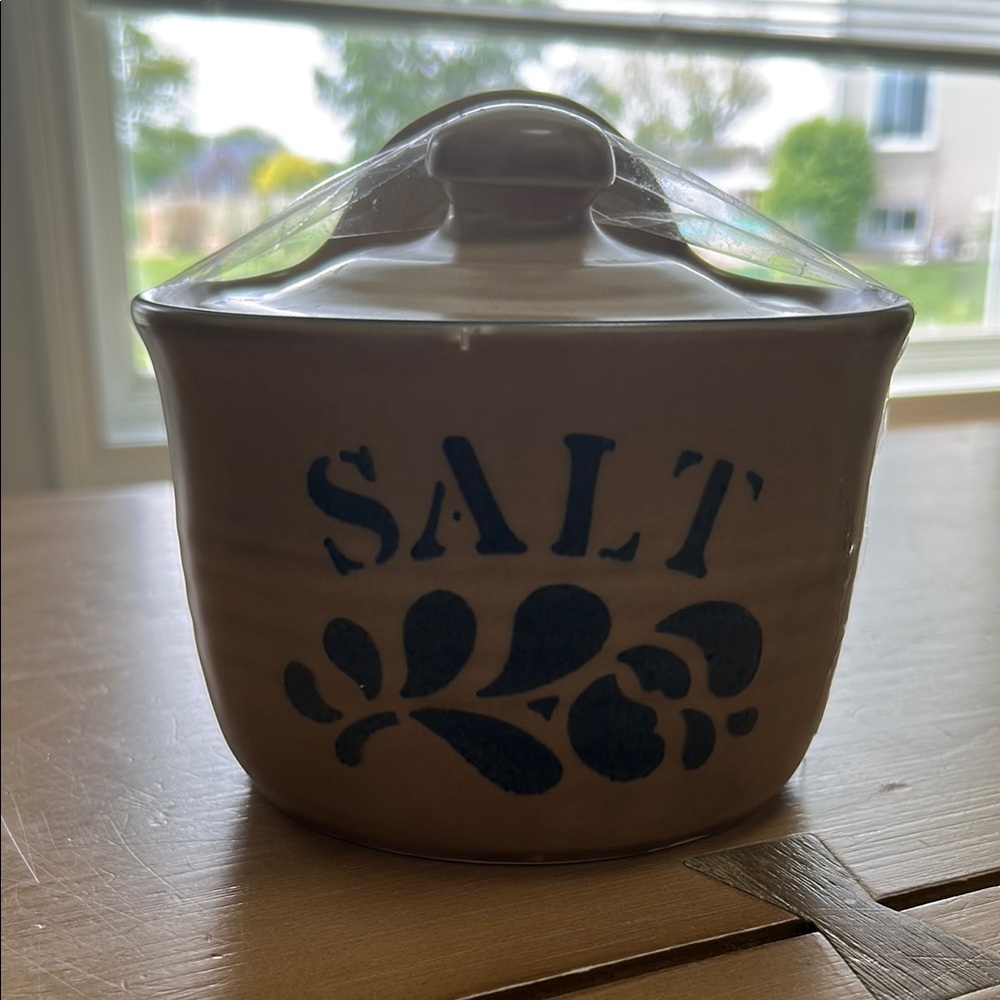 Brown Ceramic Salt Container pfaltzgraff, vintage